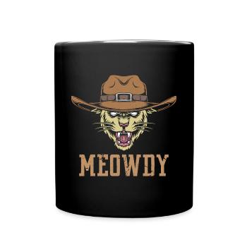 Meowdy - Katze Cowboy - Tasse einfarbig - Schwarz - Vorne