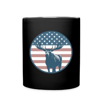 Amerikanische Flagge Elch - Tasse einfarbig - Schwarz - Vorne