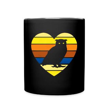 Silhouette Retro Owl Enthusiast Vintage Heart Bird - Tasse einfarbig - Schwarz - Vorne