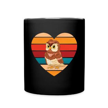 Hibou Passionné Retro Birds Of Prey Vintage Heart N - Mug uni - noir - Devant