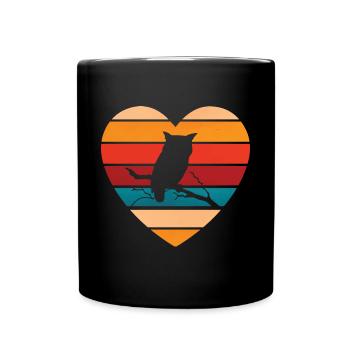 Owl Vintage Heart Ornithologist Birds Of Prey - Tasse einfarbig - Schwarz - Vorne