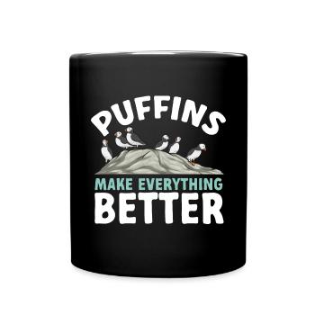 puffin puffin auke birds Lunde - Full Colour Mug - black - Front