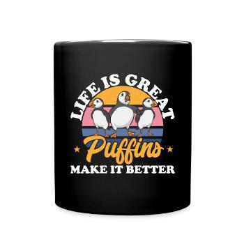 puffin puffin auke birds Lunde - Full Colour Mug - black - Front