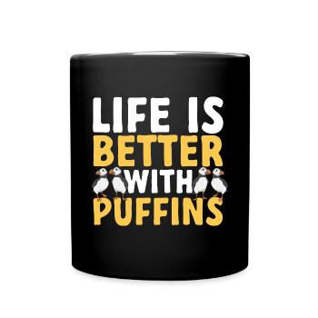 puffin puffin auke birds Lunde - Full Colour Mug - black - Front