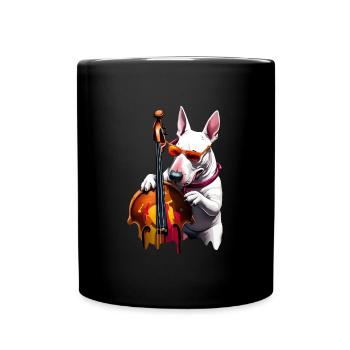 English Bull Terrier Double Bass Player - Full Colour Mug - black - Front