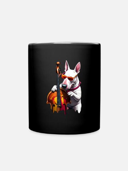 Englischer Bullterrier Kontrabassist - Tasse einfarbig - Schwarz