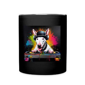 English Bull Terrier DJ Mixing Decks - Full Colour Mug - black - Front