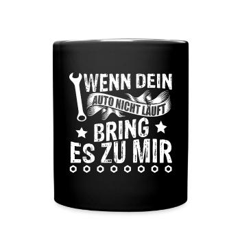 Schrauber Mechaniker Auto Motor - Tasse einfarbig - Schwarz - Vorne