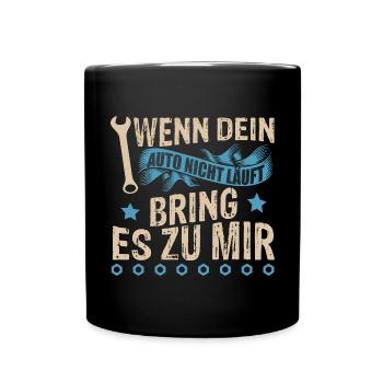 KFZ Mechaniker Auto Geschenk Werkstatt - Tasse einfarbig - Schwarz - Vorne