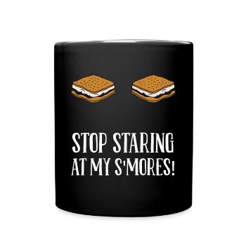 Camping Campfire Marshmallow Funny Stop Staring At - Full Colour Mug - black - Front