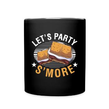 Marshmallow Camping Camper Funny Let's Party Smore - Full Colour Mug - black - Front
