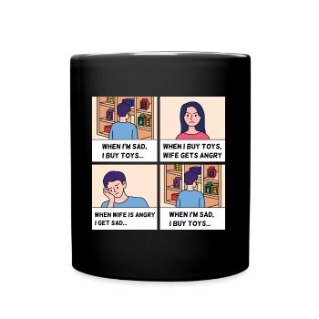 Vatertag Comic Design - Tasse einfarbig - Schwarz - Vorne