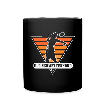 Badminton Old Schmetterhand - Tasse einfarbig - Schwarz - Vorne