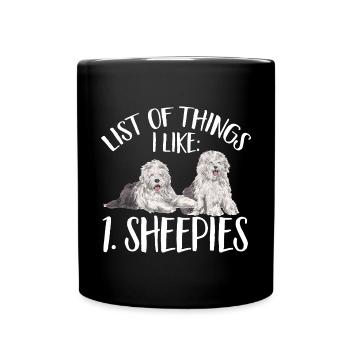 Vieux chien de berger anglais Sheepie Bobtail - Mug uni - noir - Devant