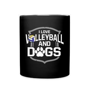 I Love Volleyball And Dogs Cute Spiker Blocker Set - Full Colour Mug - black - Front