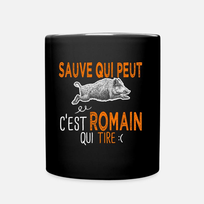 Romain c est romain qui tire Humour Chasseur - Mug uni - noir