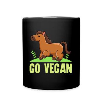 Pferdedesign für stolze Veganer - Tasse einfarbig - Schwarz - Vorne