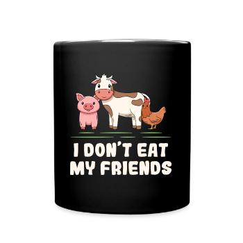 Cow Pig Chicken Friends Design für Veganer - Tasse einfarbig - Schwarz - Vorne