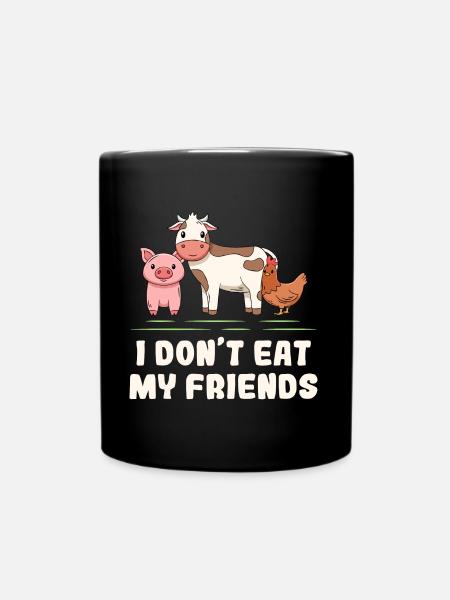 Cow Pig Chicken Friends Design pour les végétaliens - Mug uni - noir