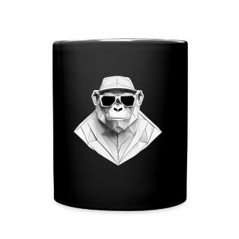 Cool monkey in wrinkled robe - Full Colour Mug - black - Front