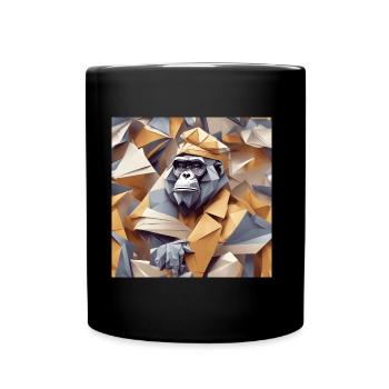 Cool monkey in wrinkled robe - Full Colour Mug - black - Front
