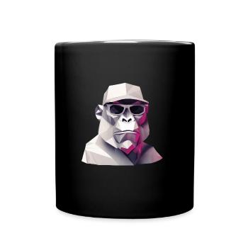 Cool monkey in wrinkled robe - Full Colour Mug - black - Front