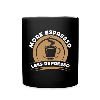 Kaffee, Coffee, Cappuccino, Espresso, Geschenkidee - Tasse einfarbig - Schwarz - Vorne