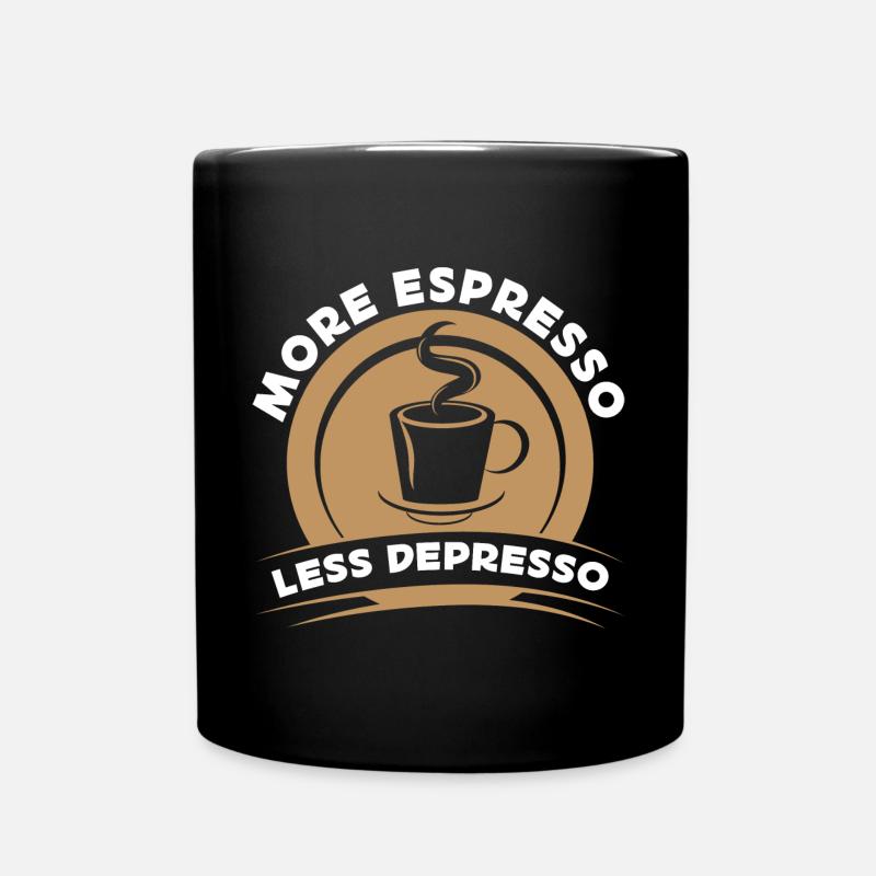 Kaffee, Coffee, Cappuccino, Espresso, Geschenkidee - Tasse einfarbig - Schwarz