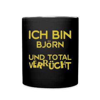Verrückt Björn - Tasse einfarbig - Schwarz - Vorne