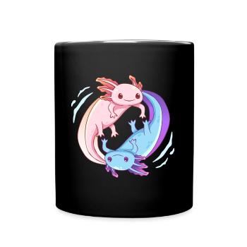 Anime Axolotl Yin Yang Design für Axolotl Fans - Tasse einfarbig - Schwarz - Vorne