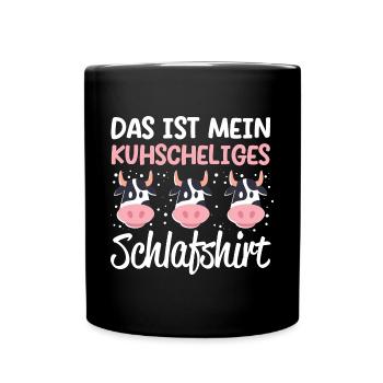 KUHscheliges Schlafshirt Kuh Schlafanzug - Tasse einfarbig - Schwarz - Vorne