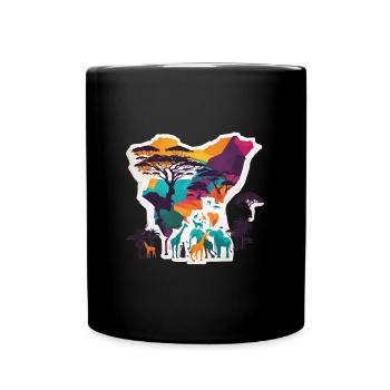 Afrika Steppe und Tiere - Tasse einfarbig - Schwarz - Vorne