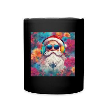 Père Noël cool avec des lunettes de soleil - Mug uni - noir - Devant