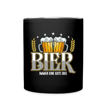 Bier Gute Idee Biertrinken Saufen Party Funshirt - Tasse einfarbig - Schwarz - Vorne
