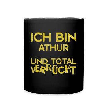 Geschenk für Athur - Tasse einfarbig - Schwarz - Vorne