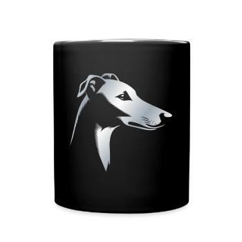 Greyhound Greyhound, Dog Head, Silver Drawing - Full Colour Mug - black - Front