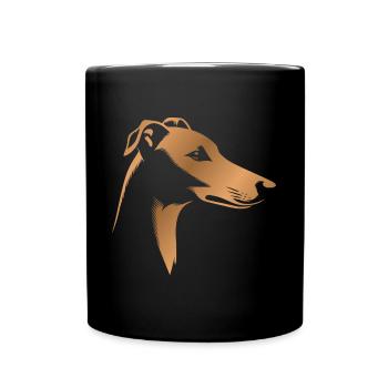 Greyhound greyhound, dog head, drawing bronze - Full Colour Mug - black - Front