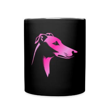 Greyhound greyhound, dog head, pink drawing - Full Colour Mug - black - Front