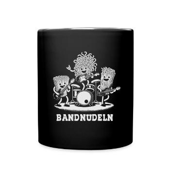 Nudel Pasta Bandnudeln Musik Musikband Wortwitz - Tasse einfarbig - Schwarz - Vorne