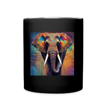 Éléphant coloré - Mug uni - noir - Devant