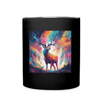 Portrait de cerf coloré - Mug uni - noir - Devant