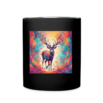 Portrait de cerf coloré - Mug uni - noir - Devant
