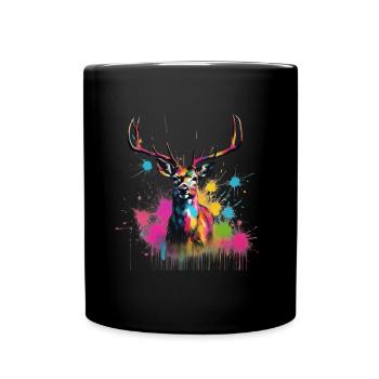 Portrait de cerf coloré - Mug uni - noir - Devant