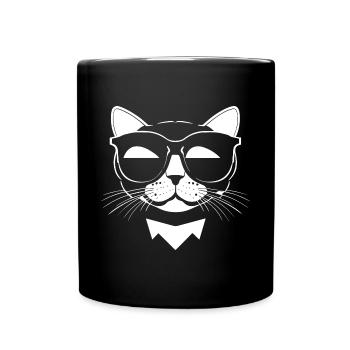 Lustige Katze mit Sonnenbrille Kätzchen Sonnenbrille Katzen - Tasse einfarbig - Schwarz - Vorne