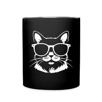 Lustige Katze mit Sonnenbrille Kätzchen Sonnenbrille Katzen - Tasse einfarbig - Schwarz - Vorne