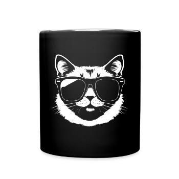 Funny Cat with Sunglasses Kitten Sunglas Cats - Full Colour Mug - black - Front