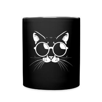 Lustige Katze mit Sonnenbrille Kätzchen Sonnenbrille Katzen - Tasse einfarbig - Schwarz - Vorne