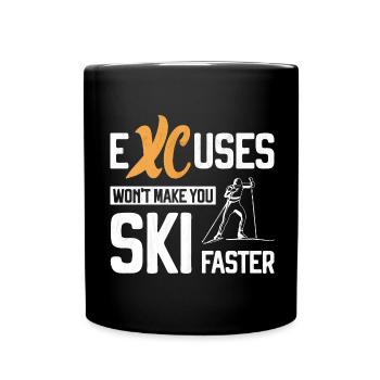Cross Country Skiing XC Excuses Nordic Skiing - Full Colour Mug - black - Front