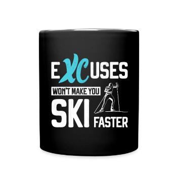 XC Ausreden Langlauf Langlauf Ski Nordischer Ski Biathlon - Tasse einfarbig - Schwarz - Vorne