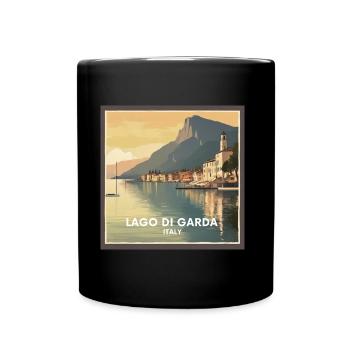 Vintage Poster Lake Garda - Full Colour Mug - black - Front